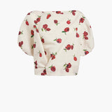 Khaite - Niles Top in Cream with Raspberry Print