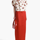 Khaite - Niles Top in Cream with Raspberry Print