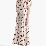 Khaite - Niles Top in Cream with Raspberry Print