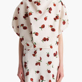 Khaite - Niles Top in Cream with Raspberry Print
