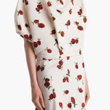 Khaite - Niles Top in Cream with Raspberry Print