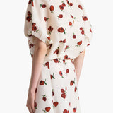 Khaite - Niles Top in Cream with Raspberry Print
