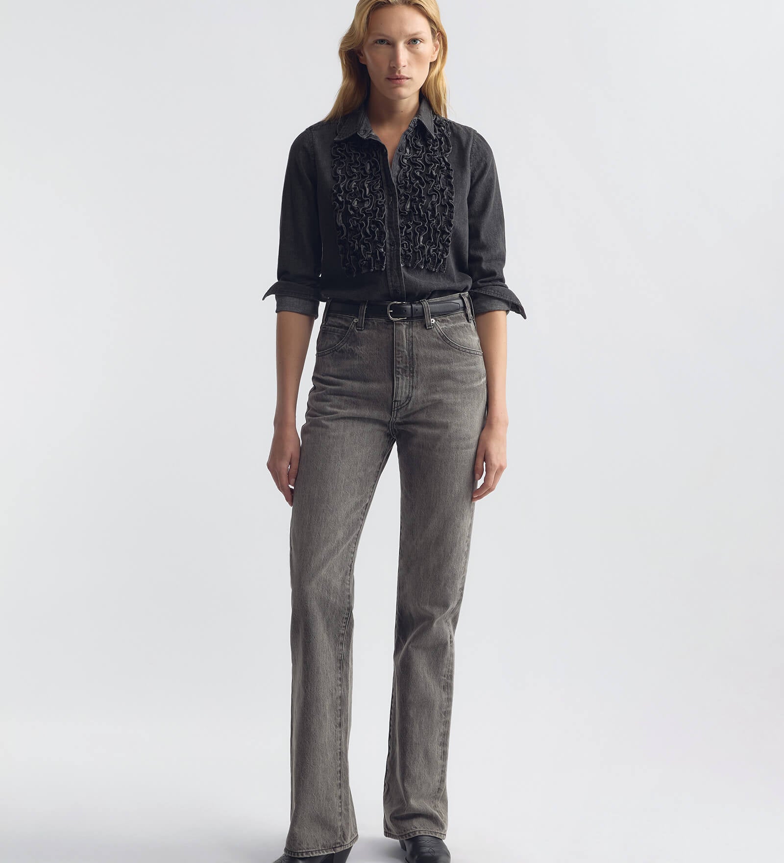 Nili Lotan - EMILIE DENIM RUFFLE SHIRT