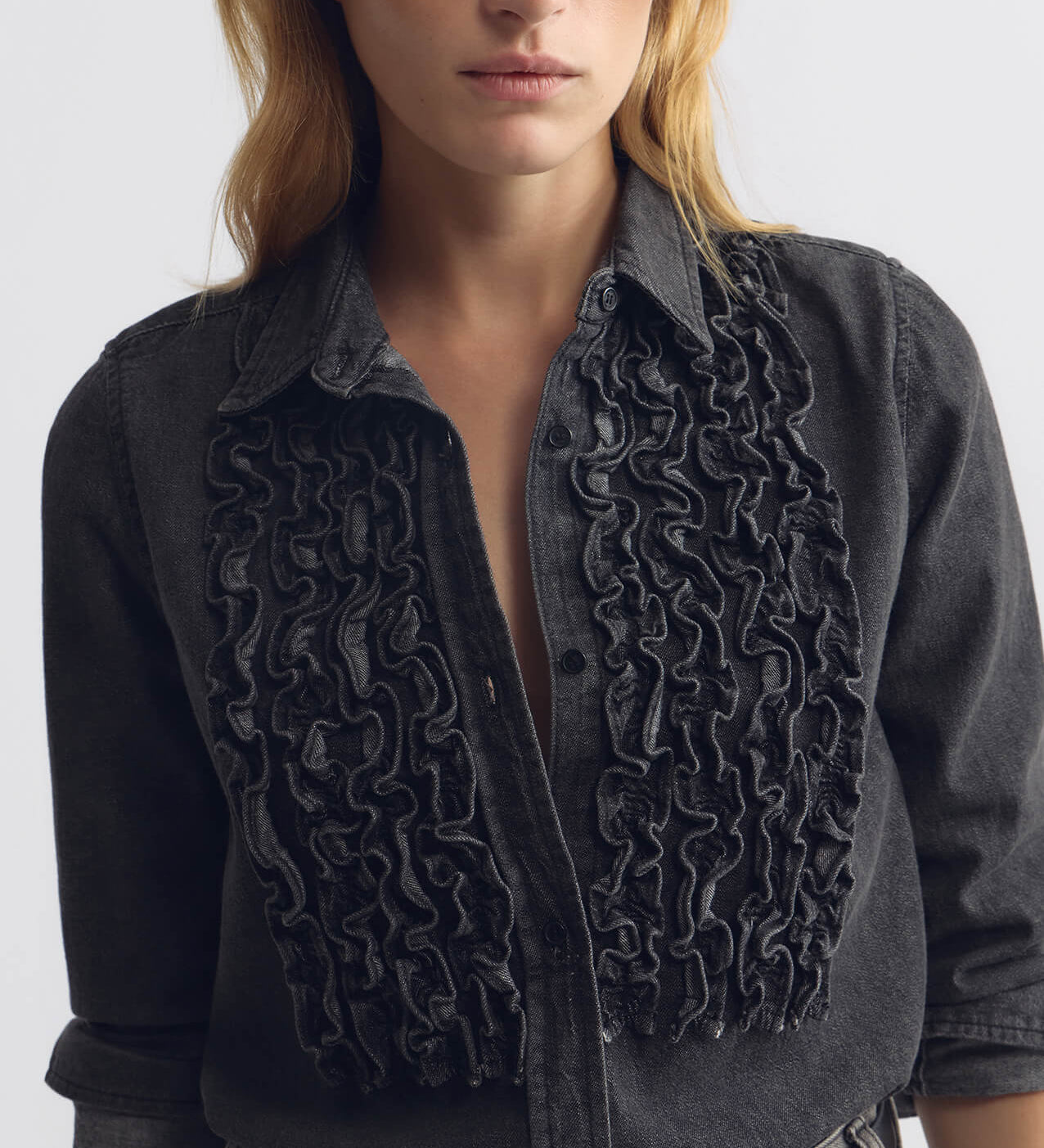 Nili Lotan - EMILIE DENIM RUFFLE SHIRT