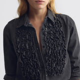 Nili Lotan - EMILIE DENIM RUFFLE SHIRT