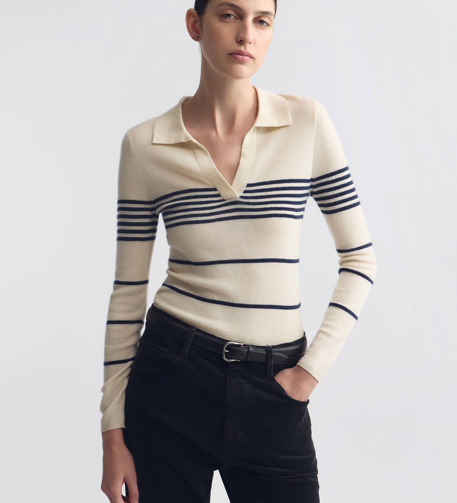 Nili Lotan - LUCILLE STRIPE CASHMERE POLO