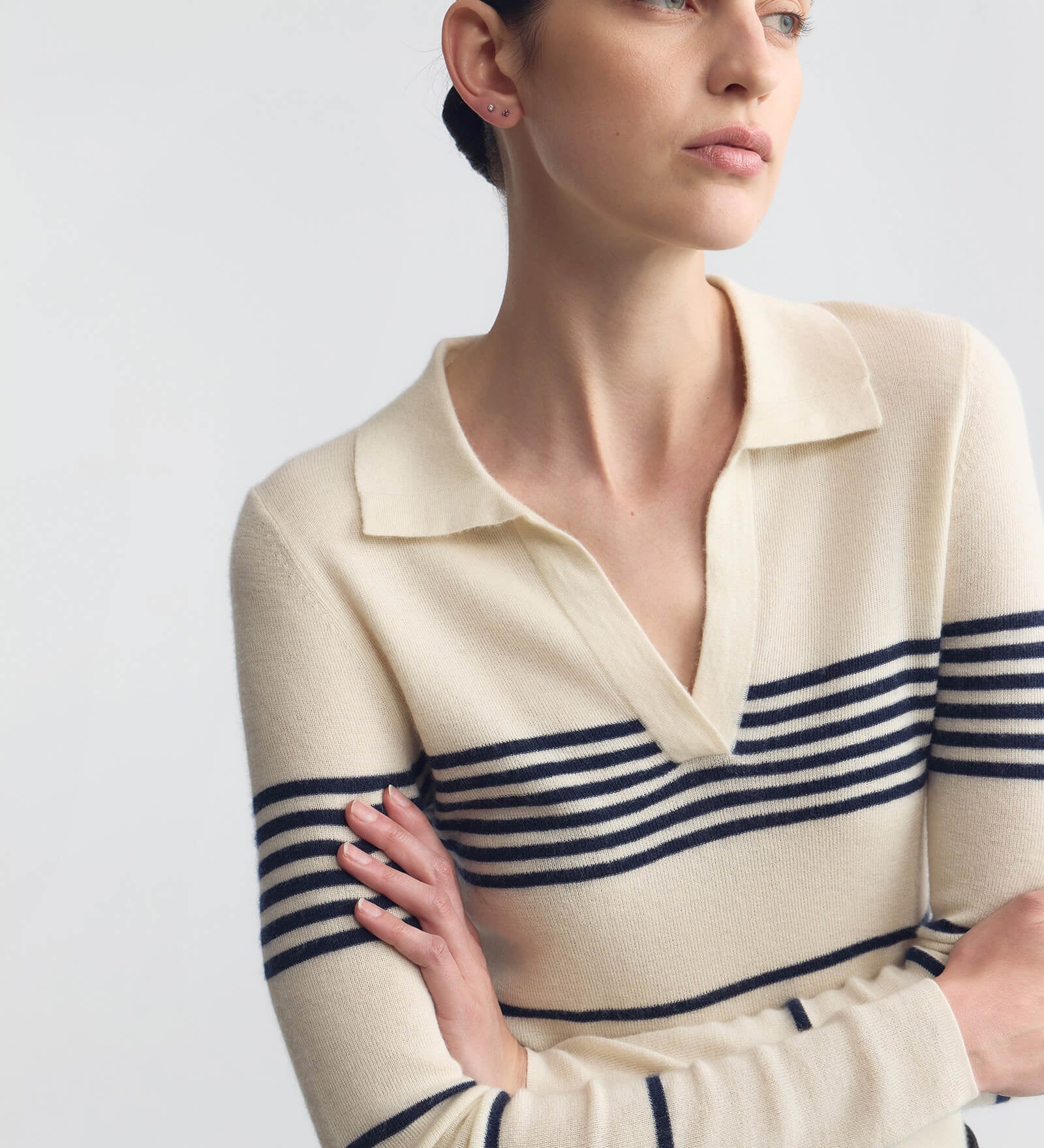 Nili Lotan - LUCILLE STRIPE CASHMERE POLO
