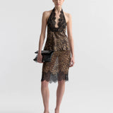 Nili Lotan - TEO LACE HALTERNECK SILK TOP