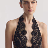 Nili Lotan - TEO LACE HALTERNECK SILK TOP