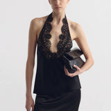 Nili Lotan - TEO LACE HALTERNECK SILK TOP