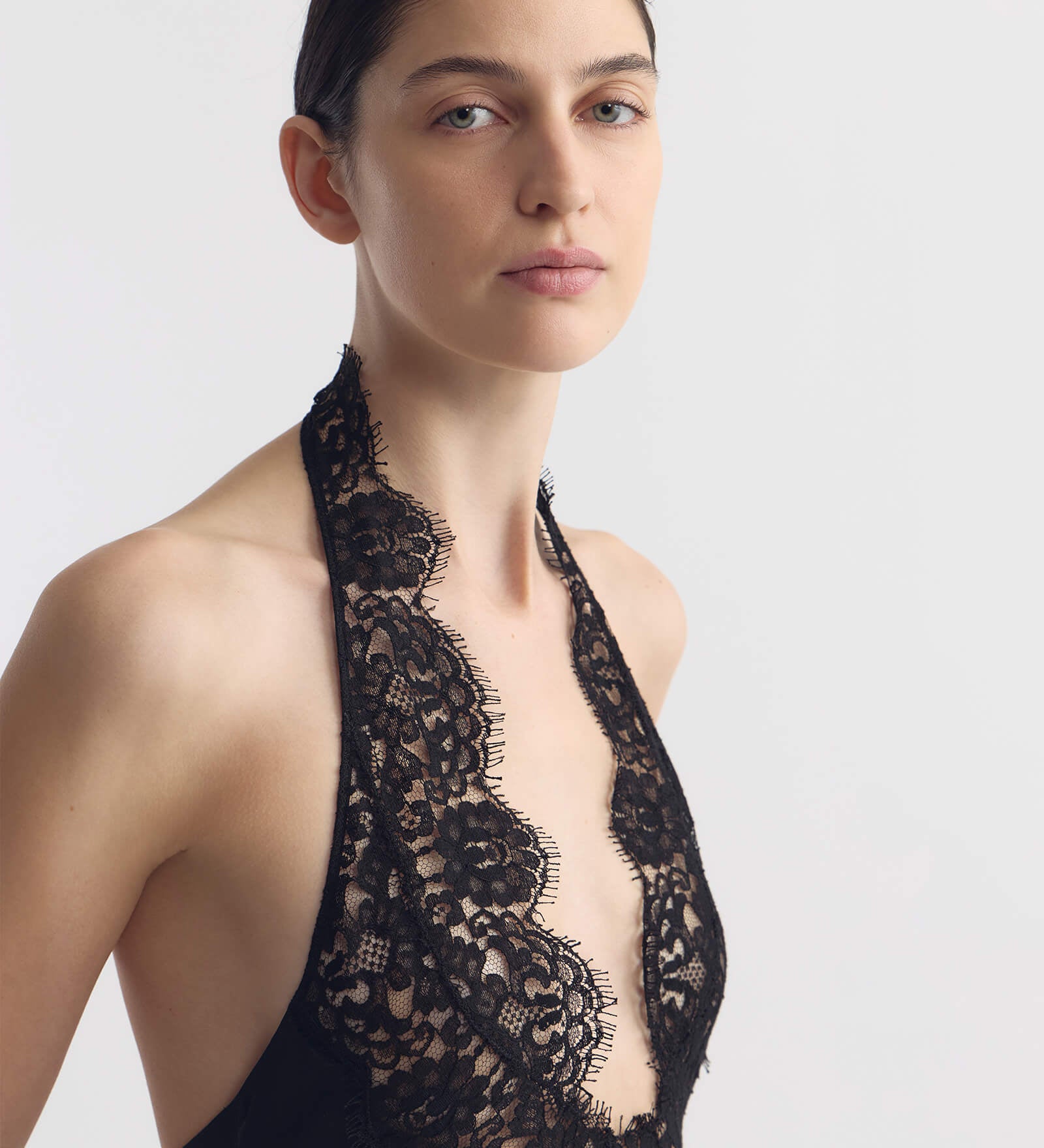 Nili Lotan - TEO LACE HALTERNECK SILK TOP