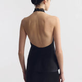 Nili Lotan - TEO LACE HALTERNECK SILK TOP