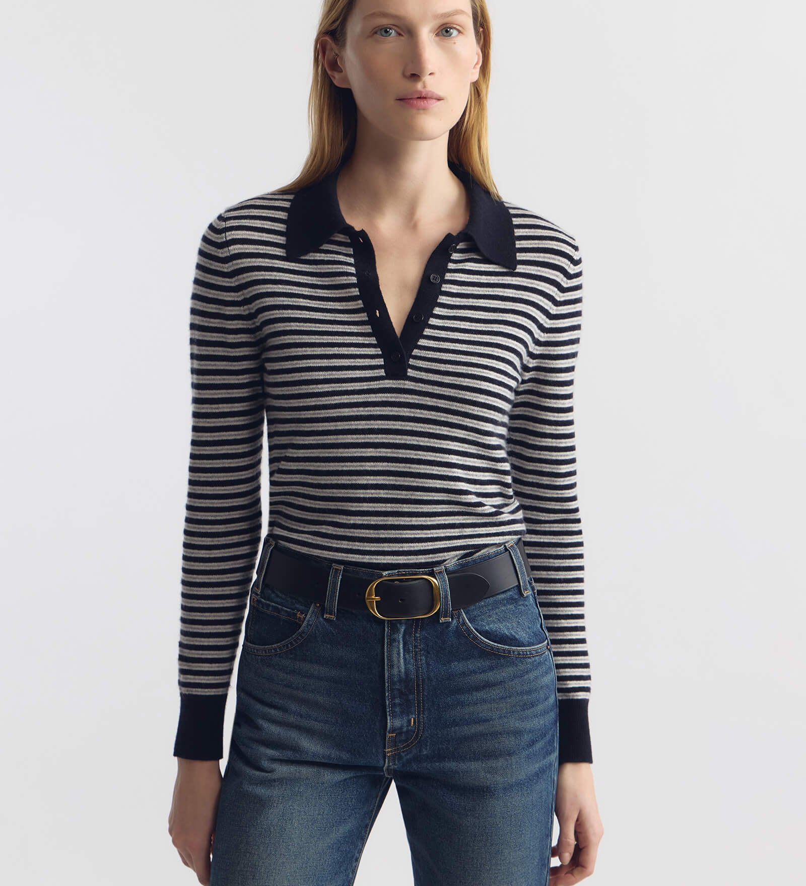 Nili Lotan - PRESCOTT STRIPE CASHMERE POLO