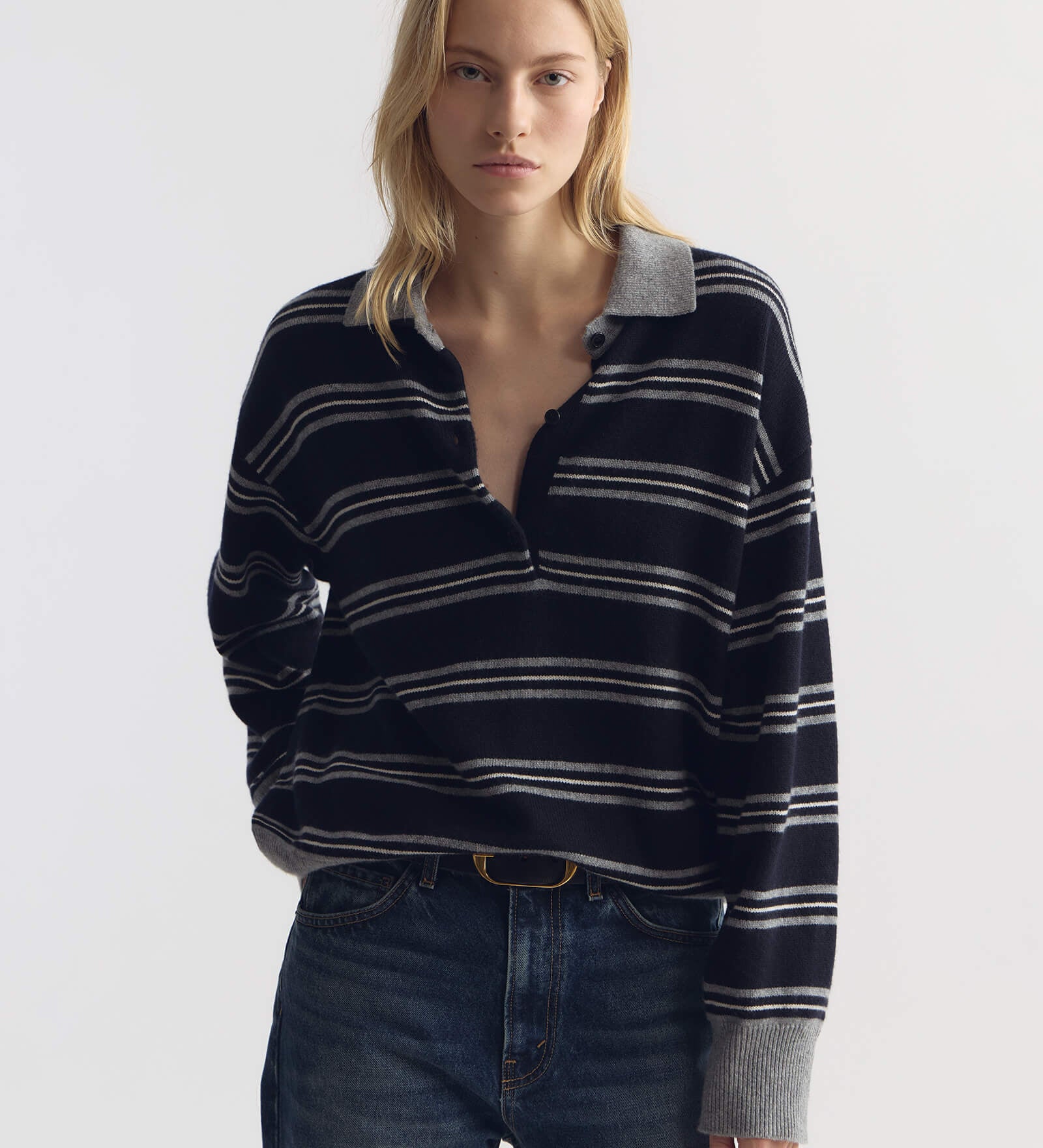Nili Lotan - GALVEZ STRIPE CASHMERE POLO