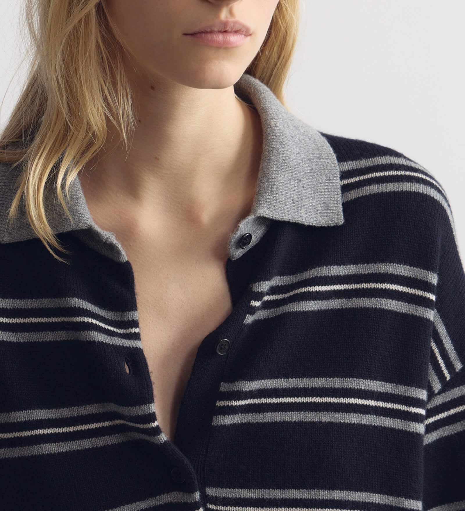 Nili Lotan - GALVEZ STRIPE CASHMERE POLO