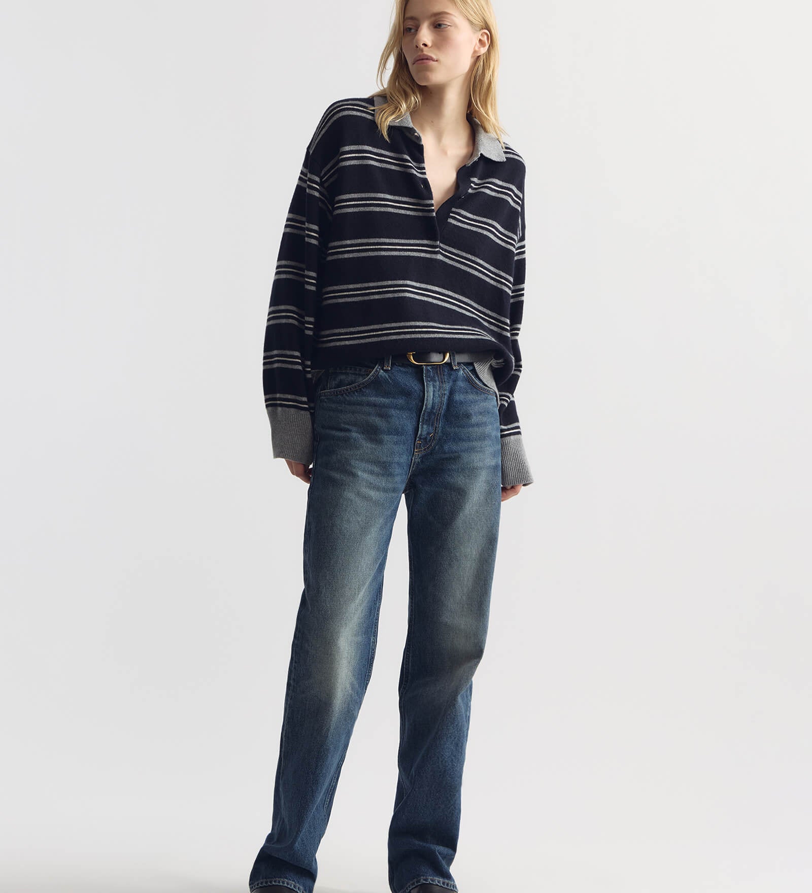 Nili Lotan - GALVEZ STRIPE CASHMERE POLO