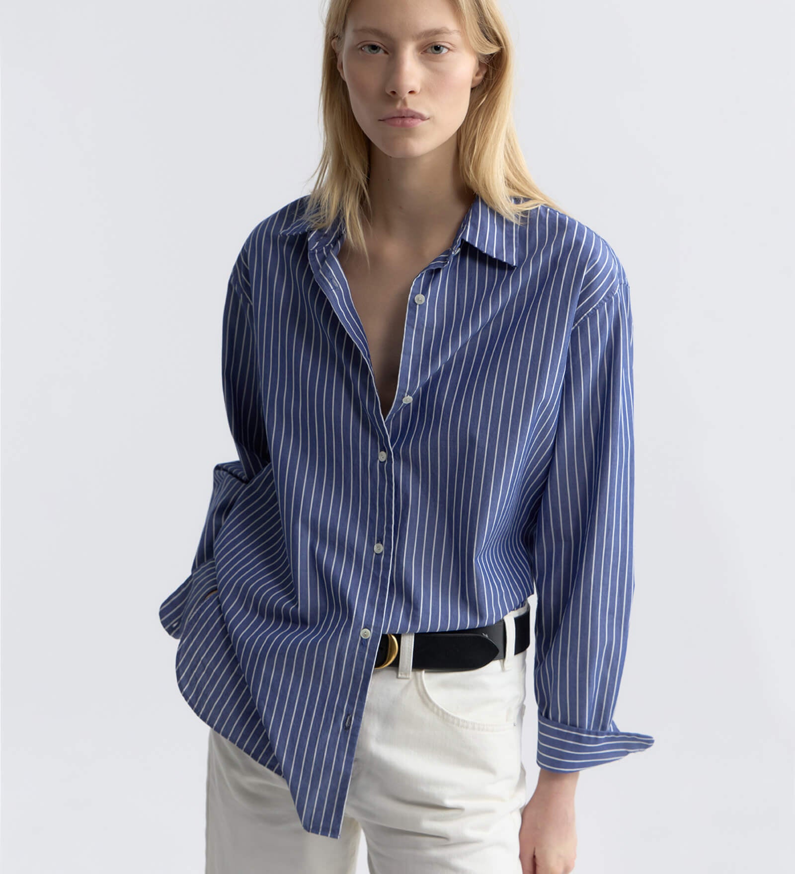 Nili Lotan - YORKE STRIPED COTTON SHIRT