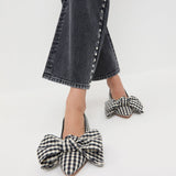 Loeffler Randall - Noa Black/White Gingham Bow Flat