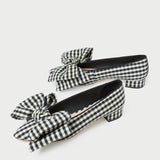 Loeffler Randall - Noa Black/White Gingham Bow Flat