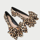 Loeffler Randall - Noa Leopard Jersey Bow Flat