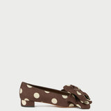 Loeffler Randall - Noa Brown/Cream Linen Bow Flat
