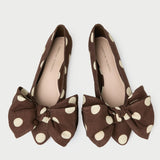 Loeffler Randall - Noa Brown/Cream Linen Bow Flat