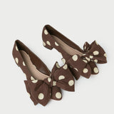 Loeffler Randall - Noa Brown/Cream Linen Bow Flat