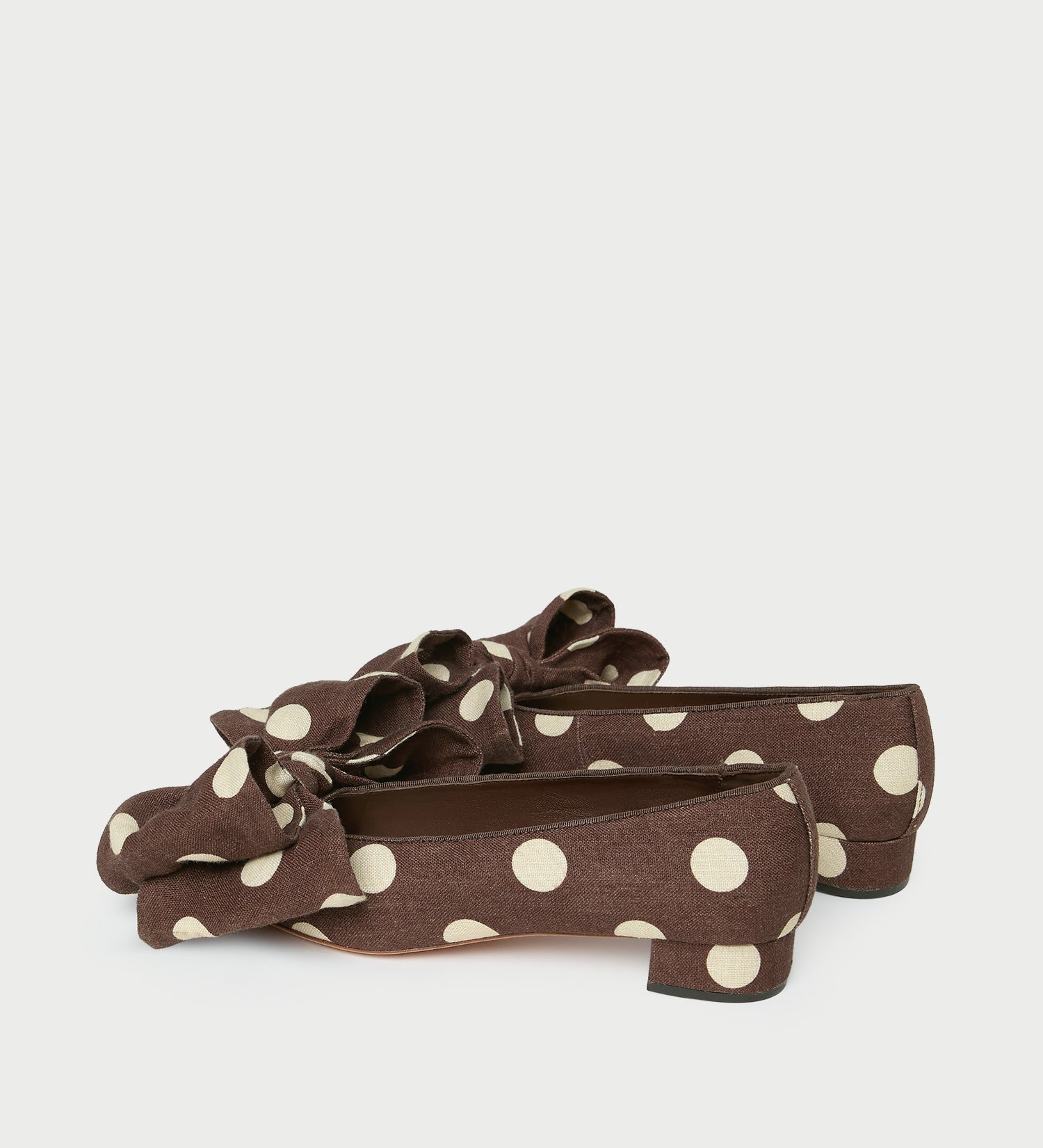 Loeffler Randall - Noa Brown/Cream Linen Bow Flat