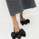 Loeffler Randall - Noa Black Moiré Bow Flat