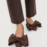 Loeffler Randall - Noa Mocha Moiré Bow Flat
