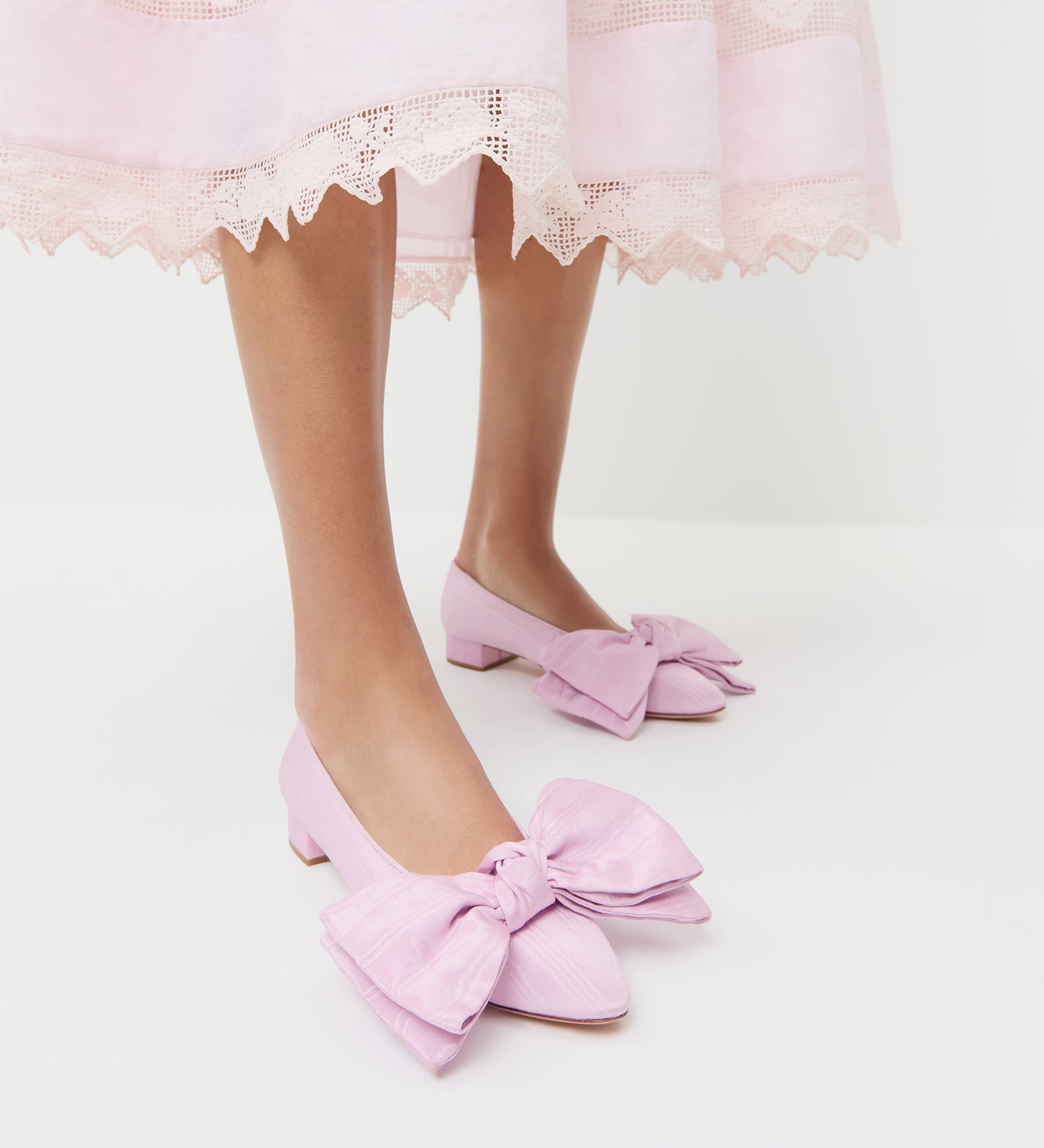 Loeffler Randall - Noa Pink Moiré Bow Flat