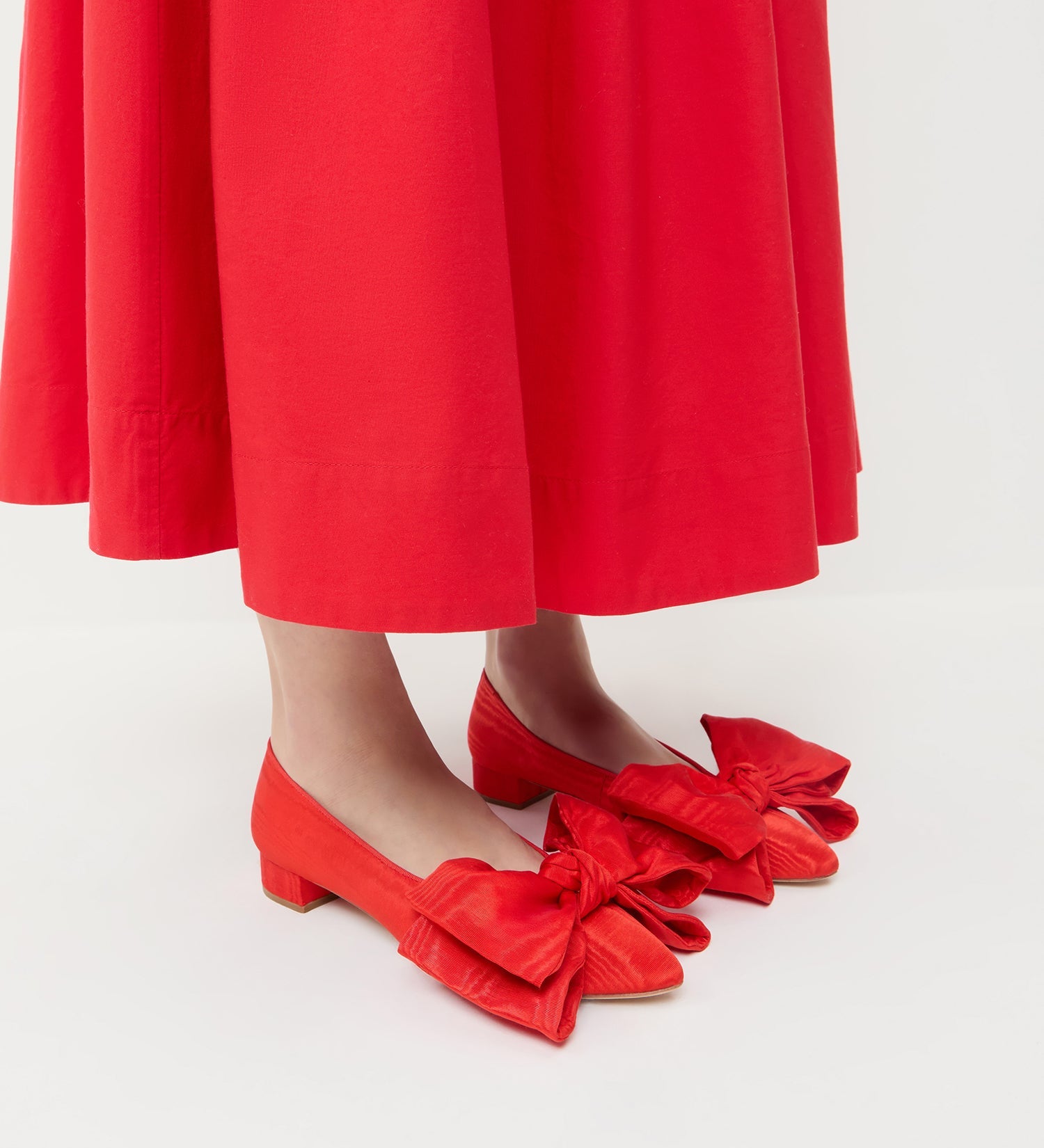Loeffler Randall - Noa Red Moiré Bow Flat