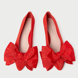 Loeffler Randall - Noa Red Moiré Bow Flat