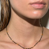 Dorsey - ENAMEL MOISSANITE NECKLACE IN NOIR, 18K GOLD VERMEIL