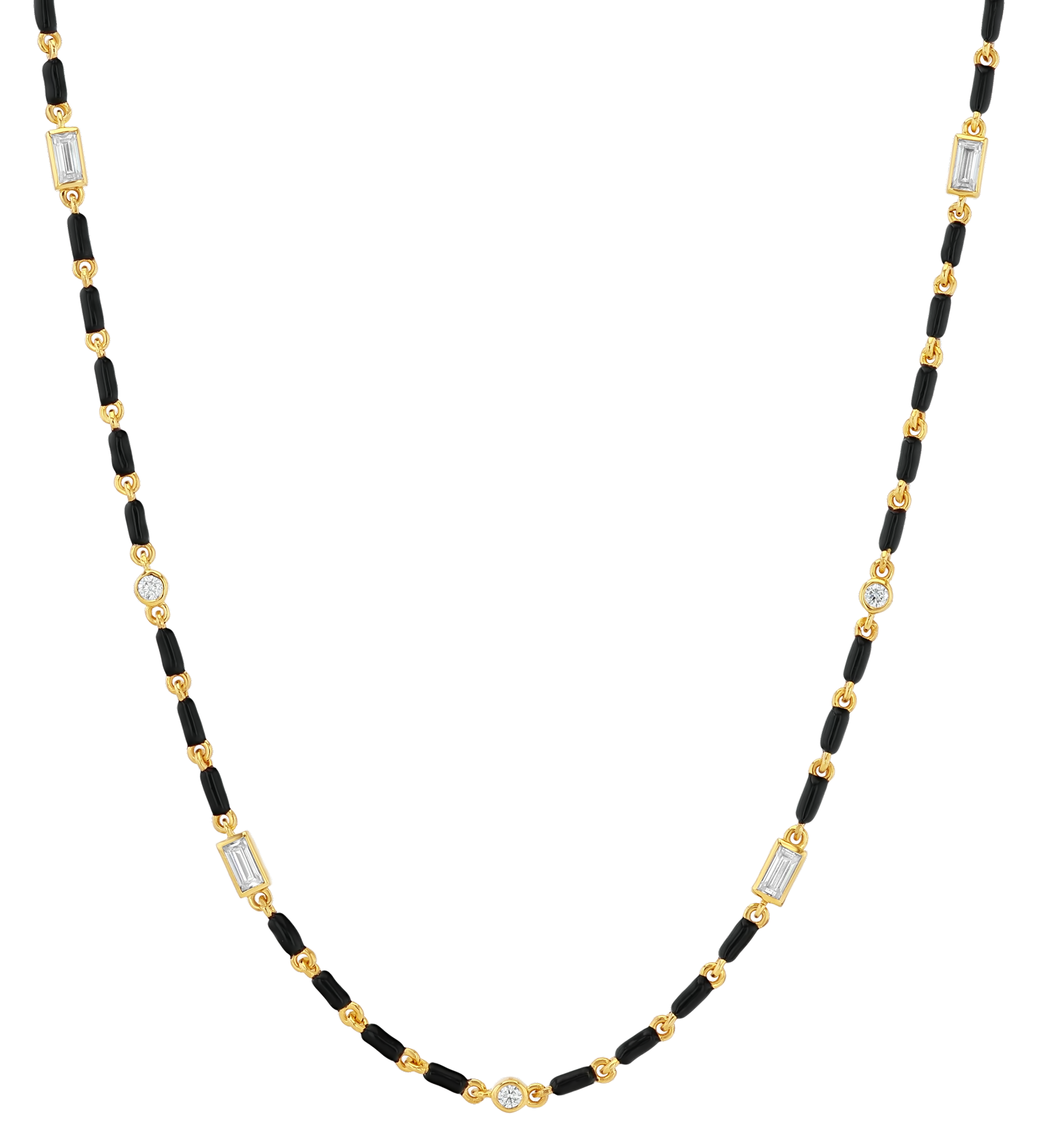 Dorsey - ENAMEL MOISSANITE NECKLACE IN NOIR, 18K GOLD VERMEIL