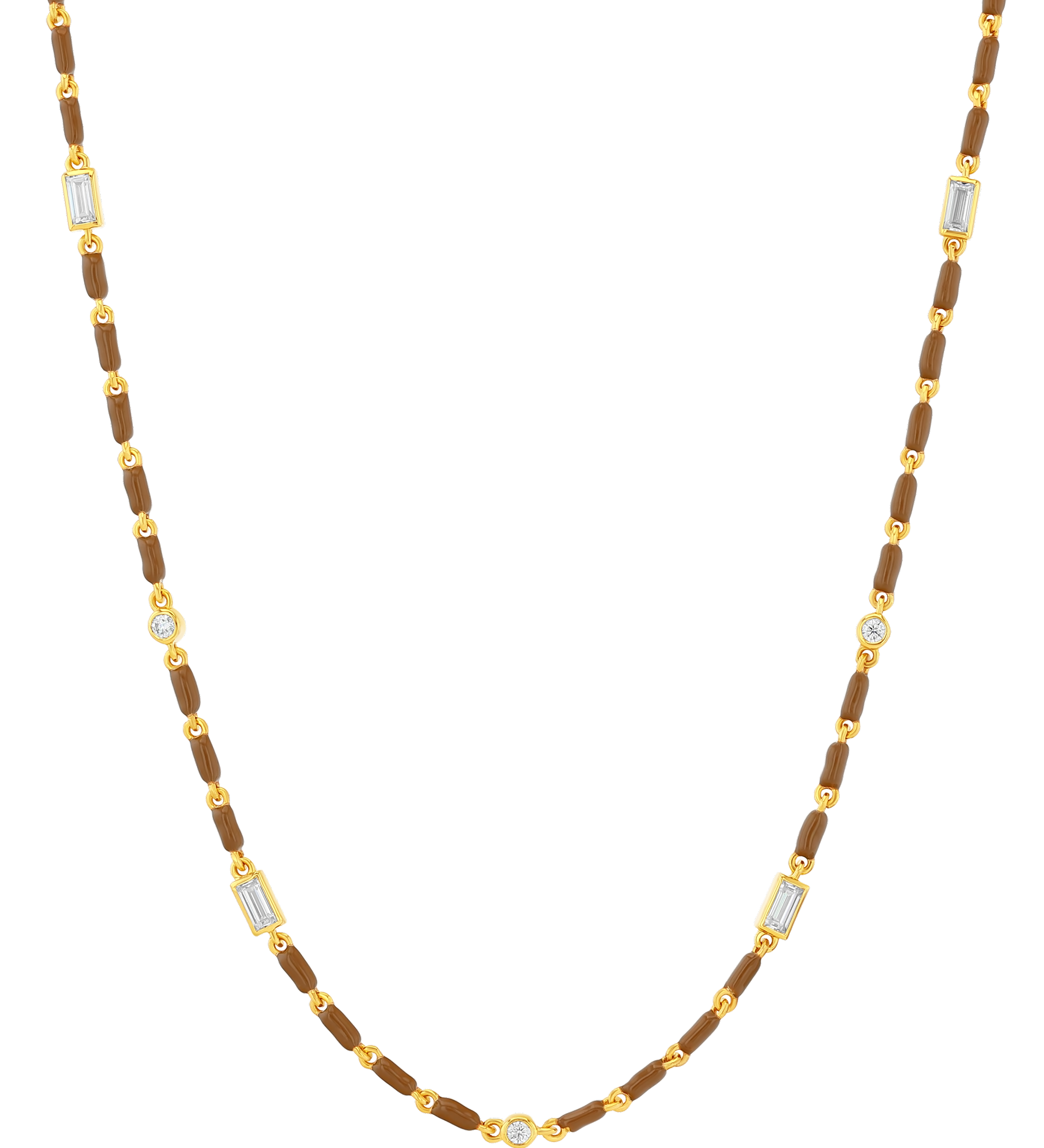 Dorsey - ENAMEL MOISSANITE NECKLACE IN NOISETTE, 18K GOLD VERMEIL