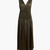 Khaite - Nola Dress in Dark Olive Silk