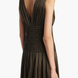Khaite - Nola Dress in Dark Olive Silk