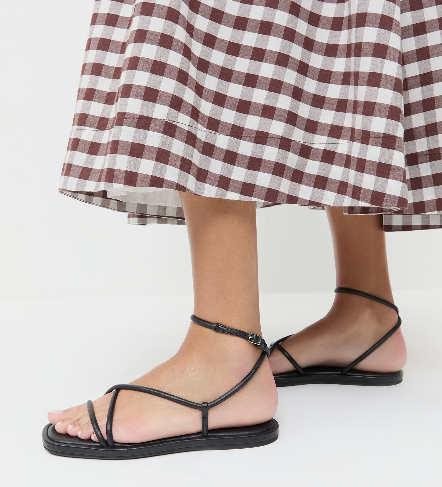 Loeffler Randall - Noor Black Leather Flat Sandal