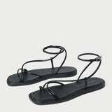 Loeffler Randall - Noor Black Leather Flat Sandal