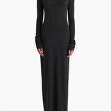 Khaite - Norla Dress in Charcoal Silk Cashmere Jersey