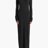 Khaite - Norla Dress in Charcoal Silk Cashmere Jersey