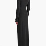 Khaite - Norla Dress in Charcoal Silk Cashmere Jersey