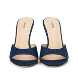 L'AGENCE - Avery Denim Peep-Toe Mule