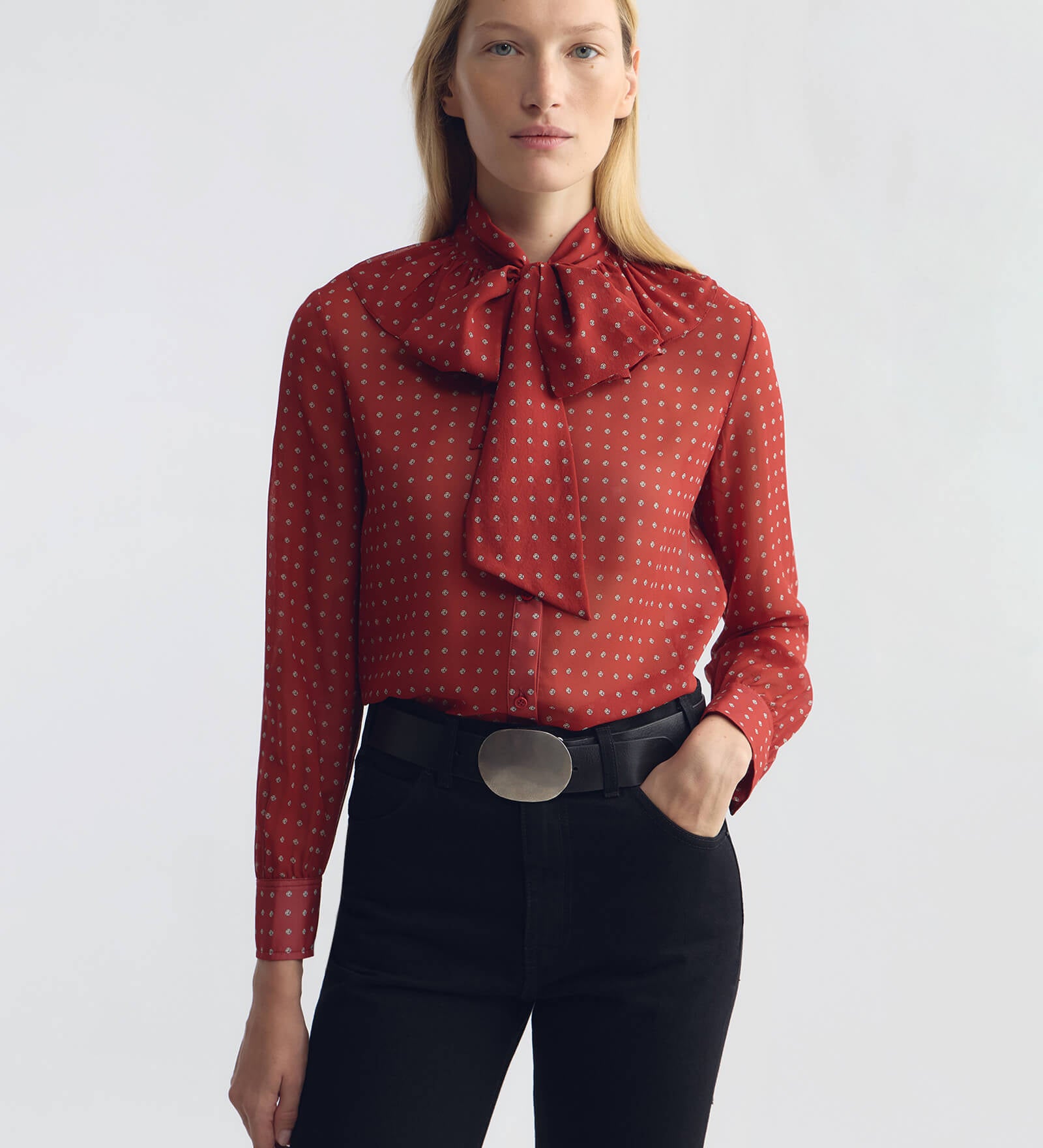 Nili Lotan - LYA RUFFLE TIE SILK BLOUSE