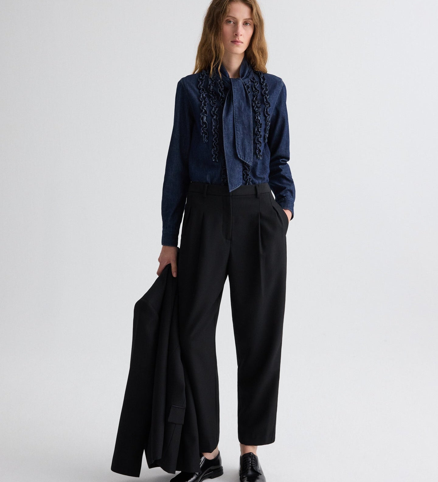 TWP - Cornelia St. Pant with Tux Stripe in Compact Suiting