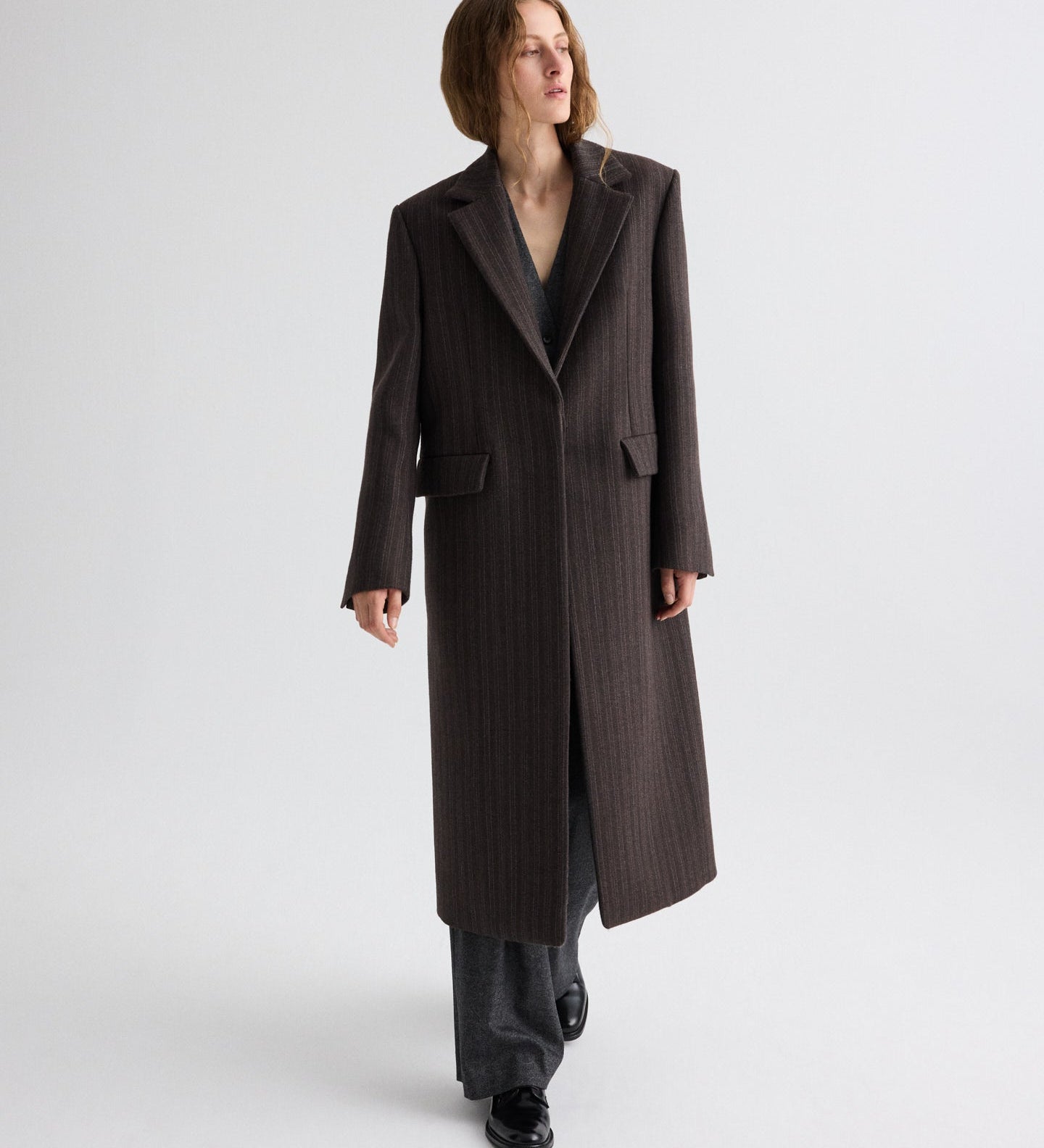 TWP - Mattie Coat in Dotted Stripe Suiting