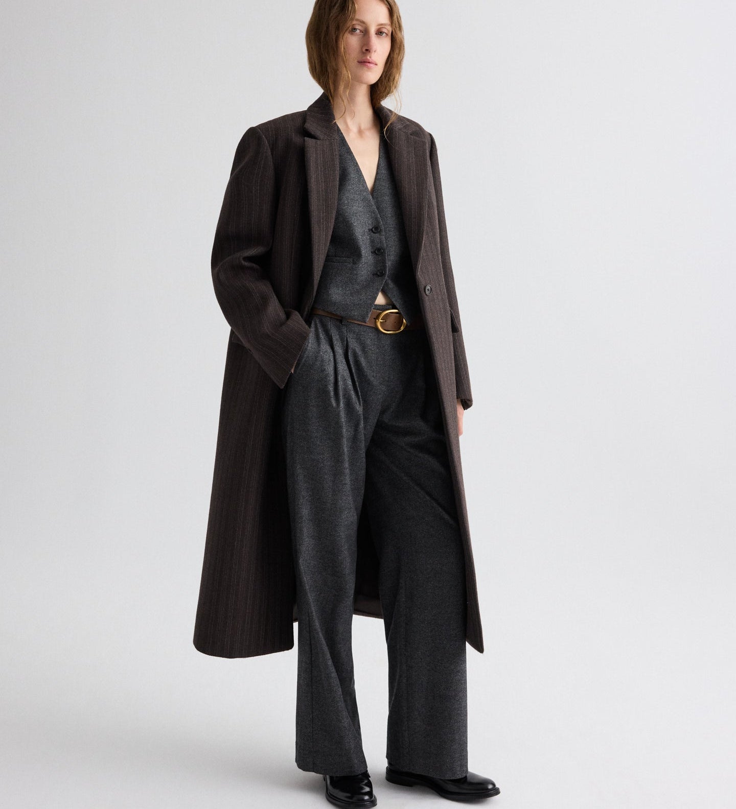 TWP - Mattie Coat in Dotted Stripe Suiting