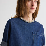 TWP - Ex T with Crystal Collar in Denim Shirting