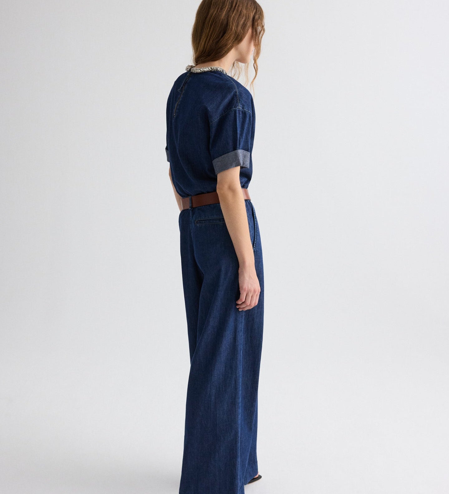 TWP - Ex T with Crystal Collar in Denim Shirting